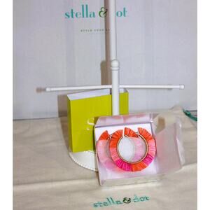 Stella & Dot Ombre Raffia Hoop Earrings Pink Combo Summer